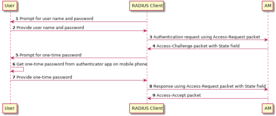 RADIUS Server Service: Successful Multi-Factor Authentication Flow