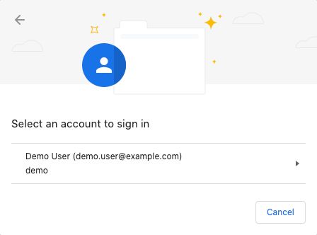 Google Chrome presenting the accounts associated with TouchID on the device.