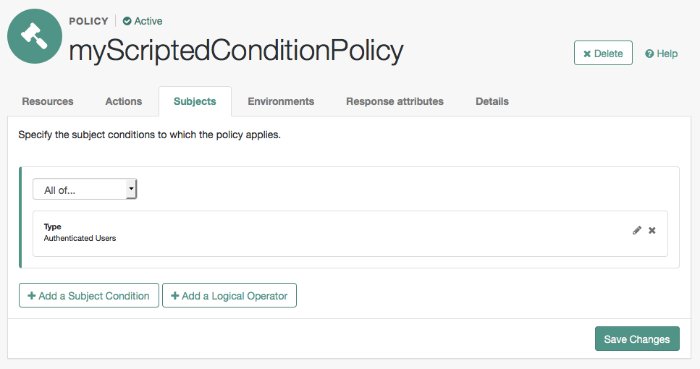 Subjects for an example policy that uses the default policy condition script.