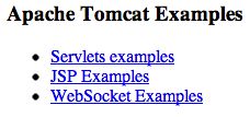 Successfully accessing the Apache Tomcat examples