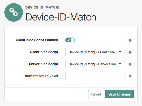 Device ID (Match) module provides fingerprinting capabilities for risk-based authentication.