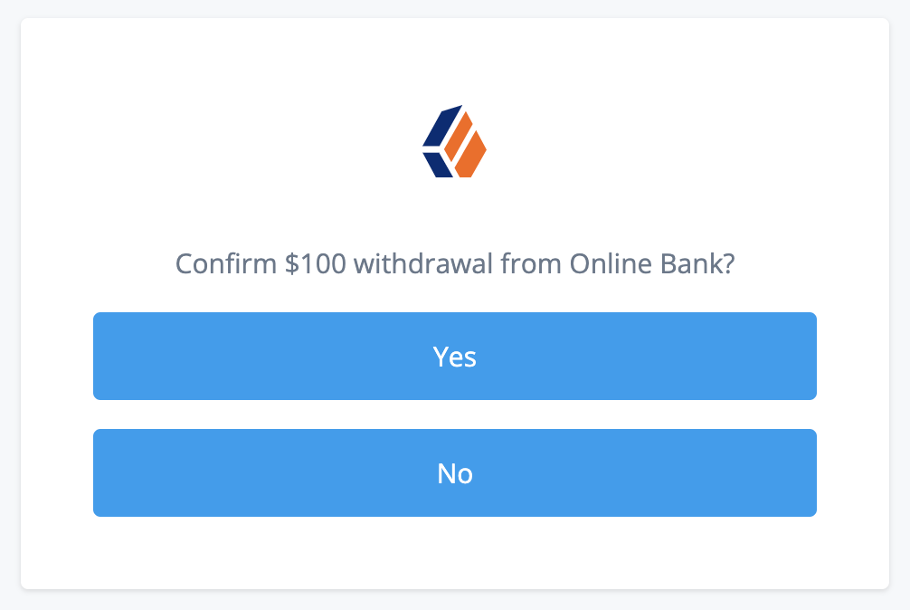 Confirming a withdrawal