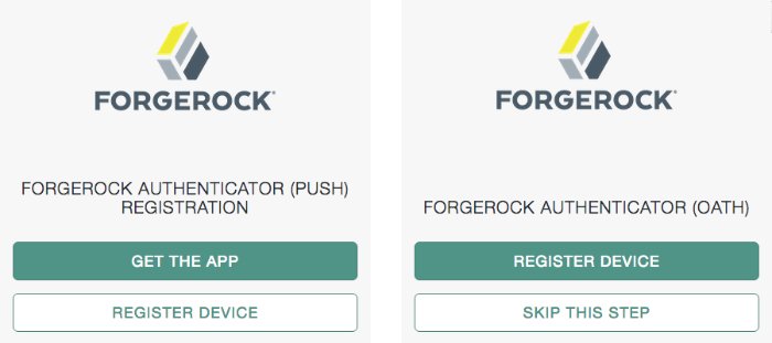 Initial screens in a multi-factor authentication process. Push notification on the left, and OATH authentication on the right.