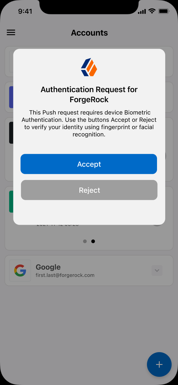 Biometric authentication required