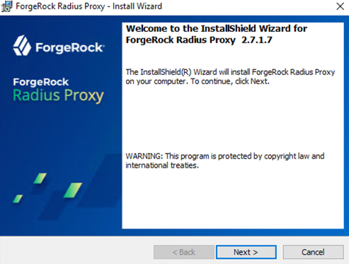 Radius proxy application welcome screen