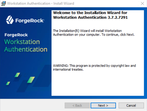 Install MSI package to workstation install wizard. Intro screen.