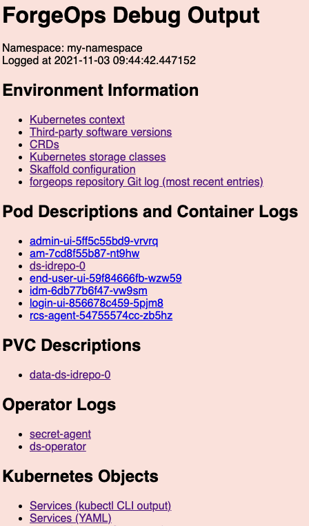 Screen shot of debug-logs output.