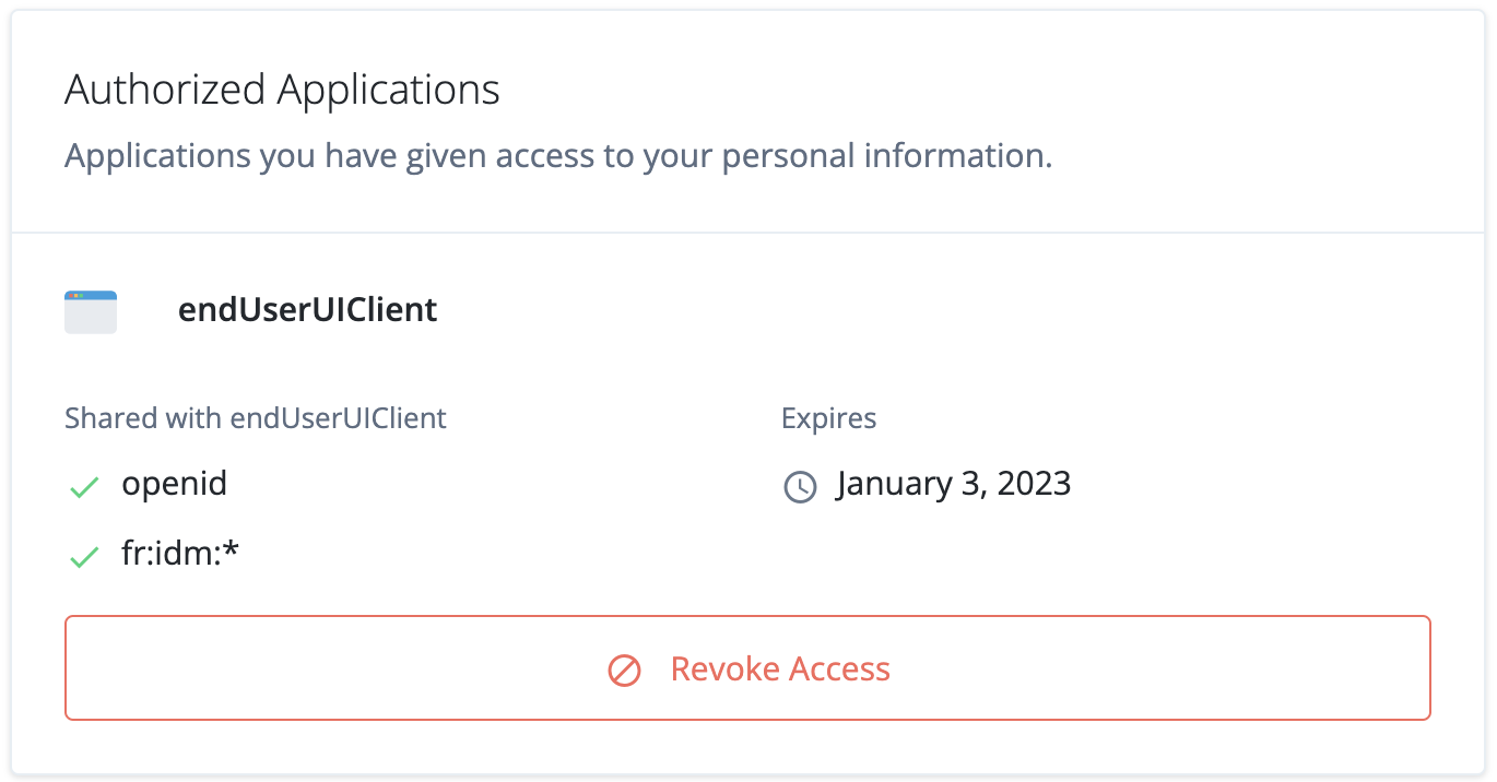Revoke client application access through the Identity Cloud End User UI.