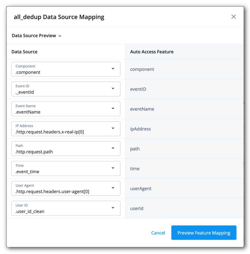 auto access data source mapping