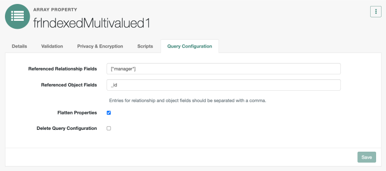 governance frindexedMultivalued1 query config