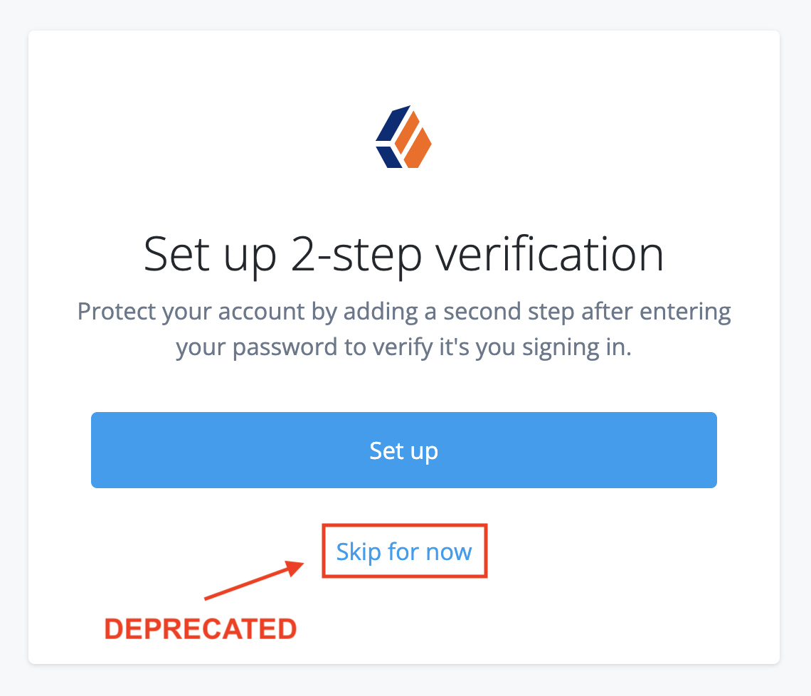 idcloudui tenant administrator set up 2 step verification skip deprecated