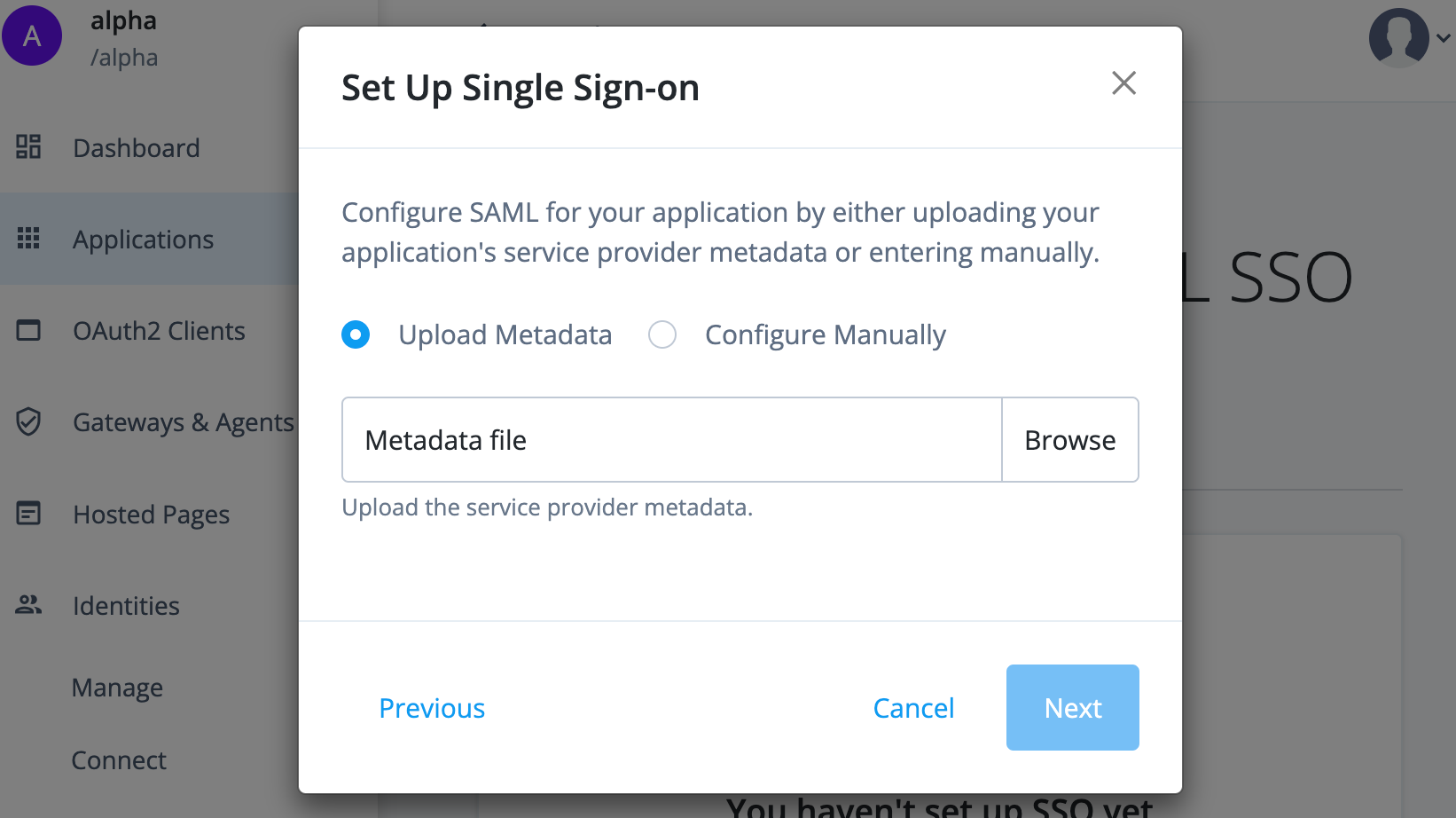 Upload Salesforce SP metadata into Identity Cloud