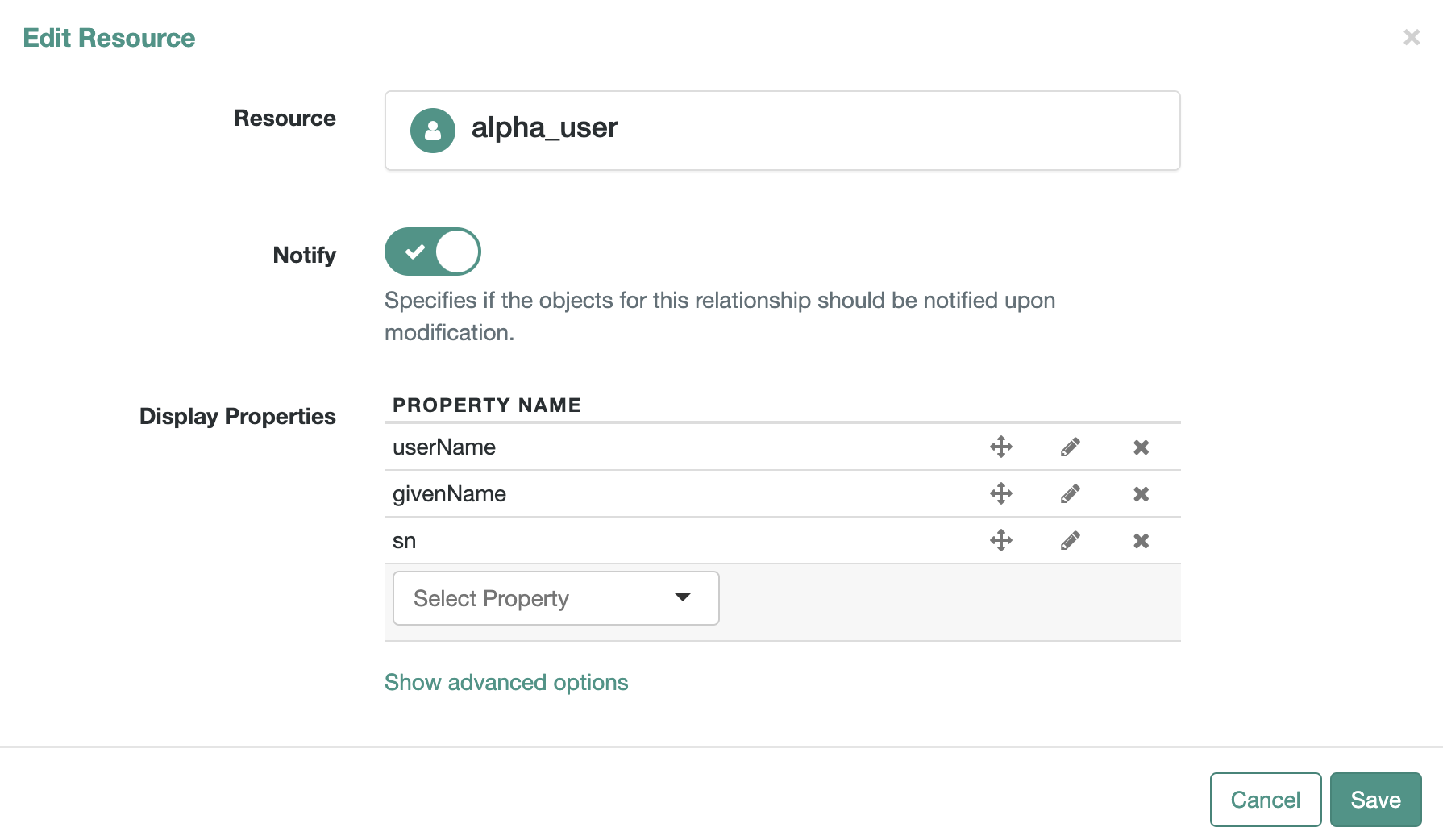 Reports property with Notify selected