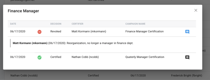 iga entitlement history with comments