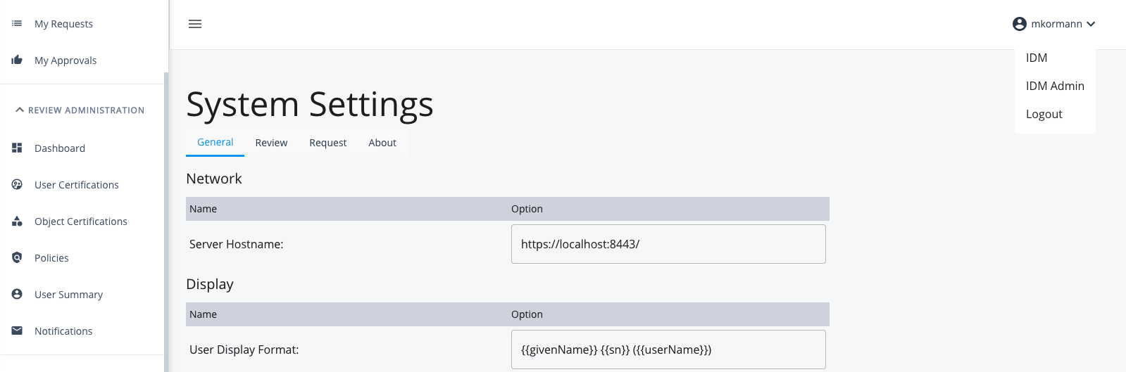 iga system settings general tab