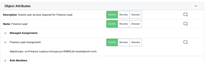 iga object attributes certification table