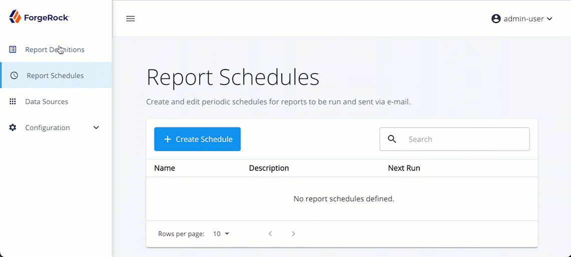 Create report definition page