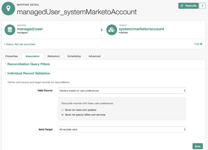 Filtered Mapping From ForgeRock Managed User to Marketo