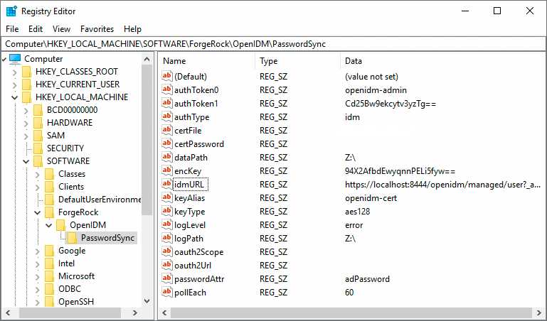 Registry Editor Screenshot
