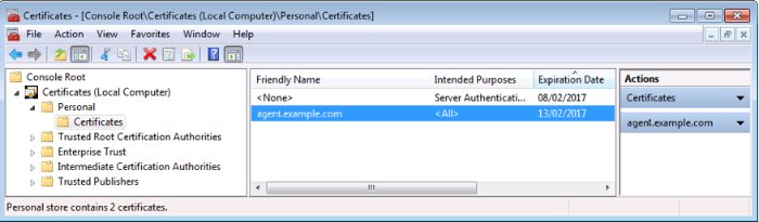 Friendly Name in the Windows Certificates Snap-in
