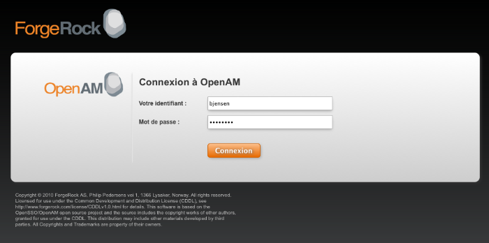 Example customized OpenAM login page