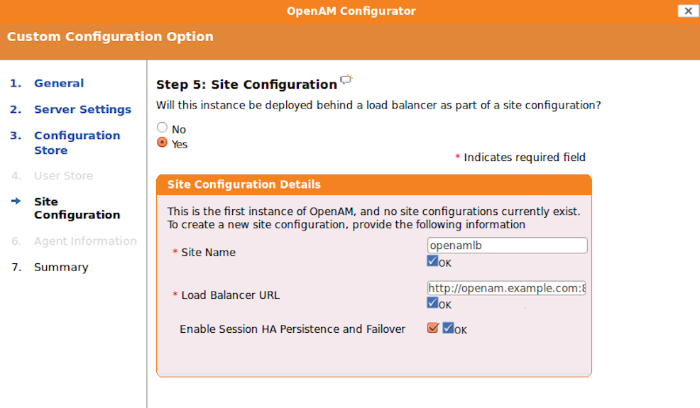 OpenAM additional site configuration