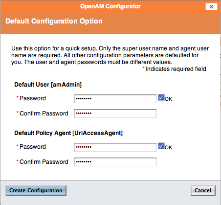OpenAM default configuration