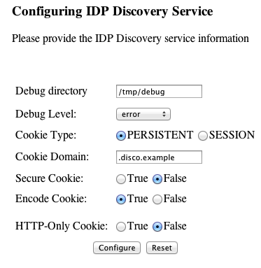 Completed discovery service configuration screen