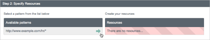 Modify the resource patterns to specify the resources the policy applies to.