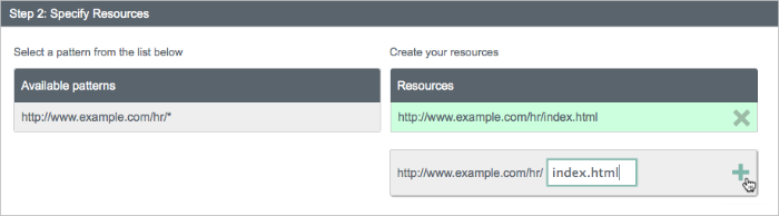 Add the completed resource to the Resources section by clicking the Add icon.