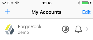 ForgeRock Authenticator with a registered account.