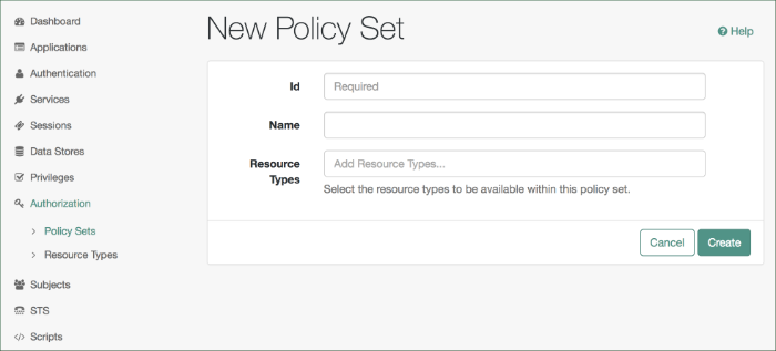 Configuring policy sets in the OpenAM console.