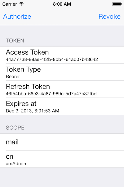 OpenAM OAuth 2.0 iOS Sample App