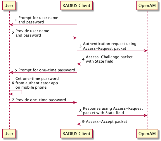 RADIUS SErver Service: Successful Multi-Factor Authentication Flow