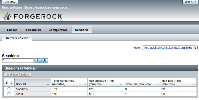 Session management tab page