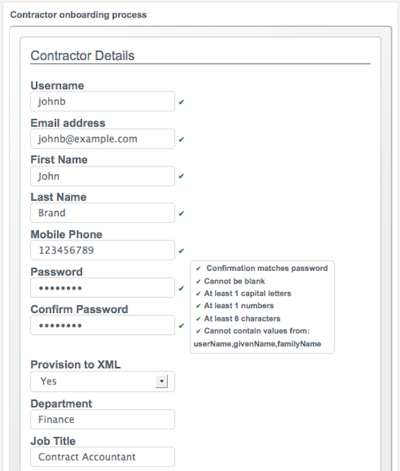 Contractor onboarding process form