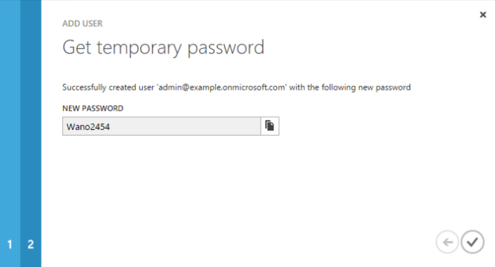 New Azure AD Admin User Password