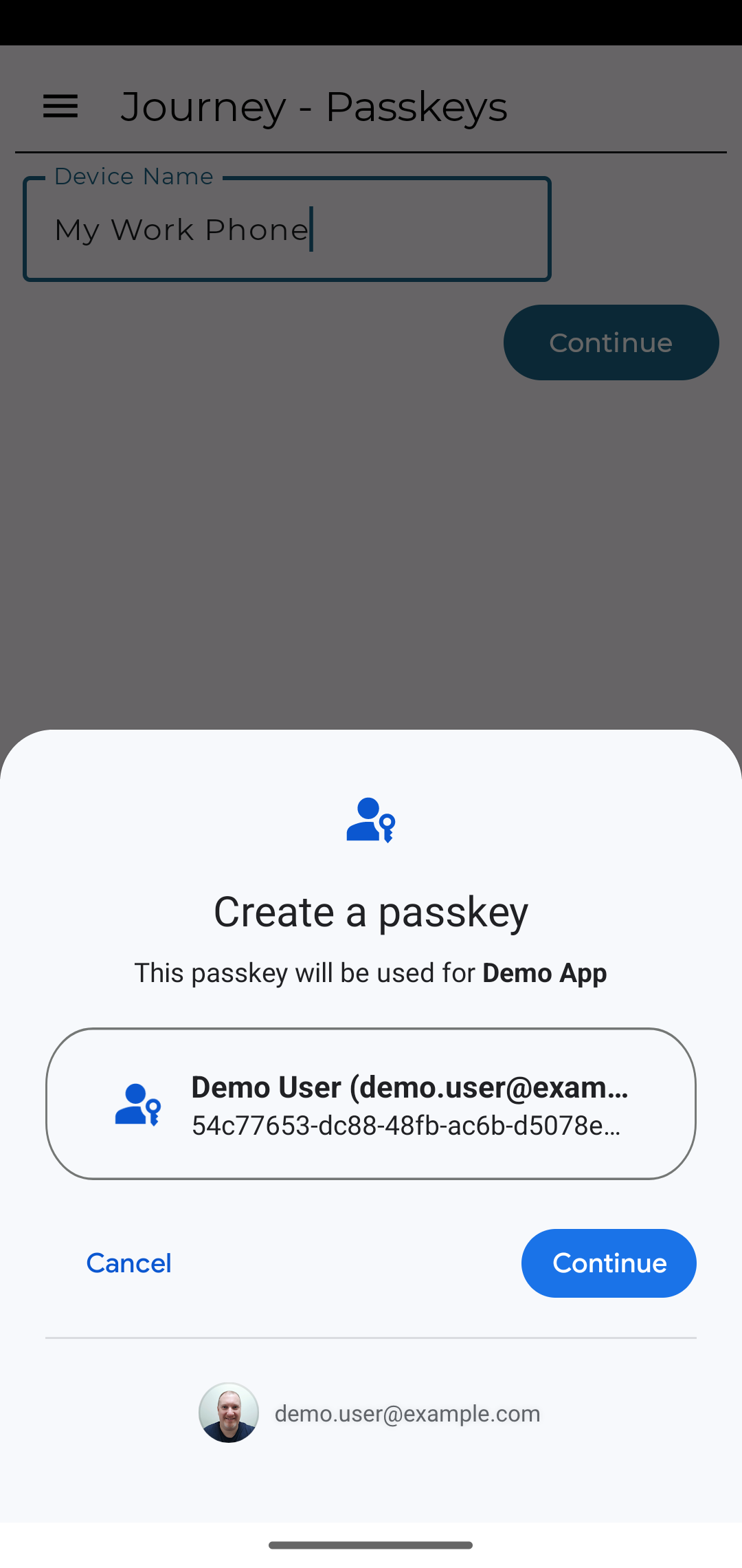 android create passkey en