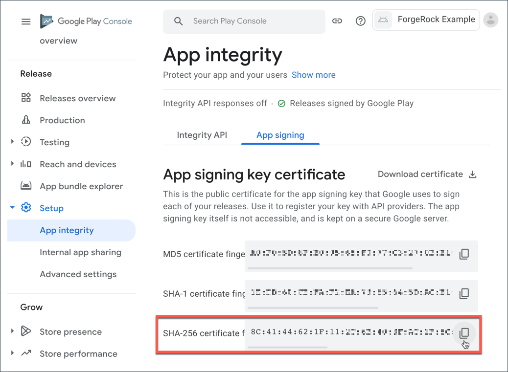 android signing certificates en