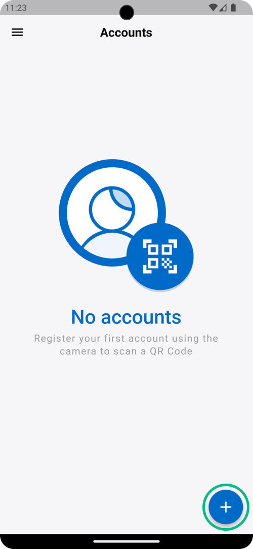 Click the plus icon to add an account in the Authenticator.