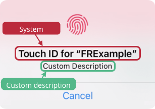 TouchID shows system title and custom description text.